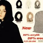 Czapki damskie futrzane z kapturem 80% akryl 20% wełna