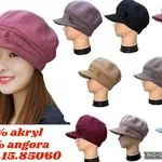 Czapki damskie z daszkiem 50% akryl 50% angora