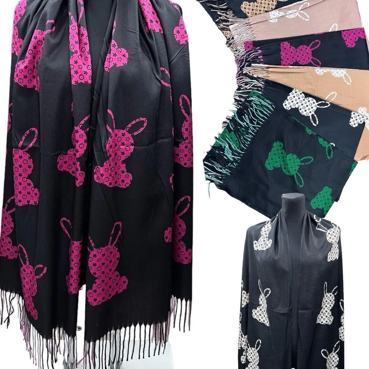 Szaliki damskie z motywem królika viscose C 5719