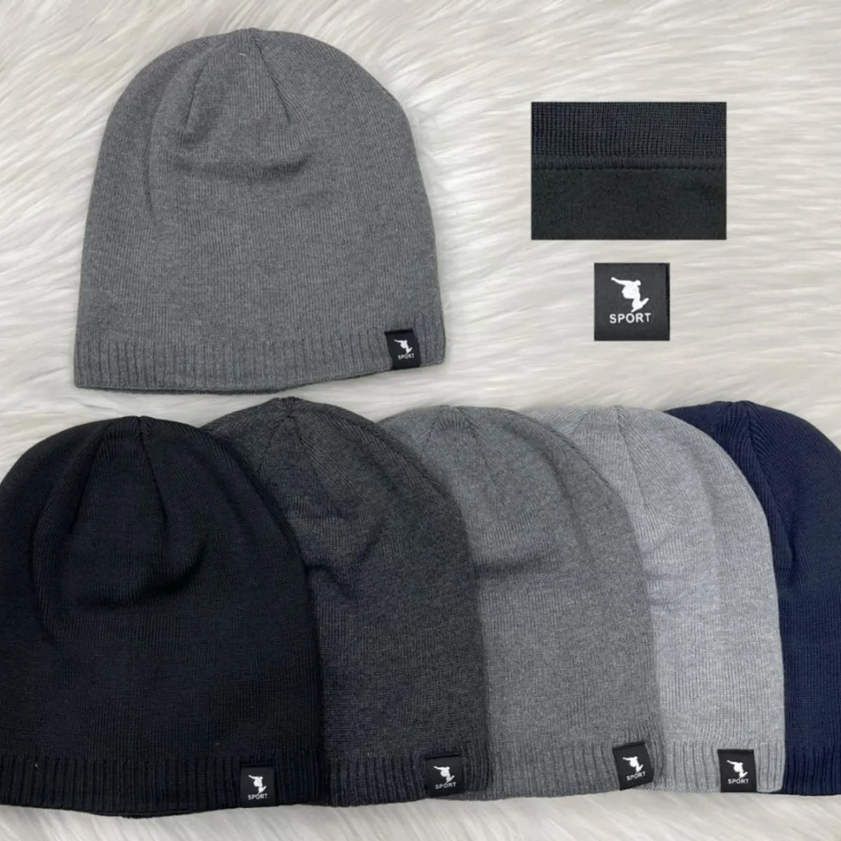 Czapki męskie beanie Smart szary/czarny/granatowy