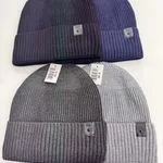 Czapki męskie beanie prążkowane granatowe i szare
