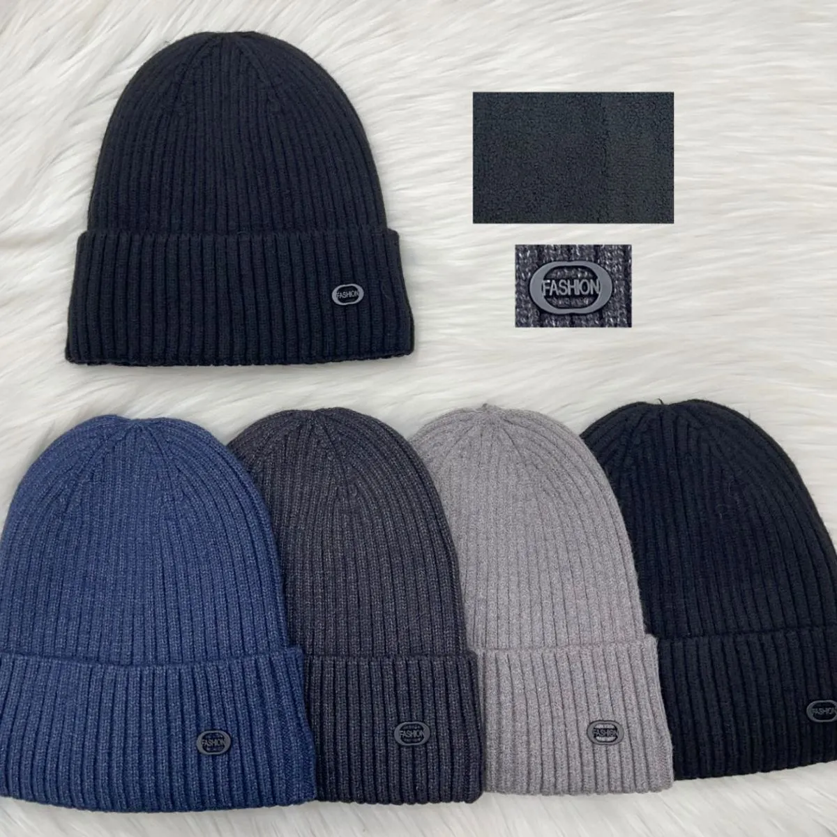 Czapki męskie beanie prążkowane 5 kolorów