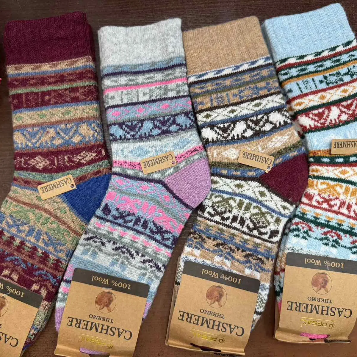 Skarpetki damskie wełniane 100% Wool wzorzyste