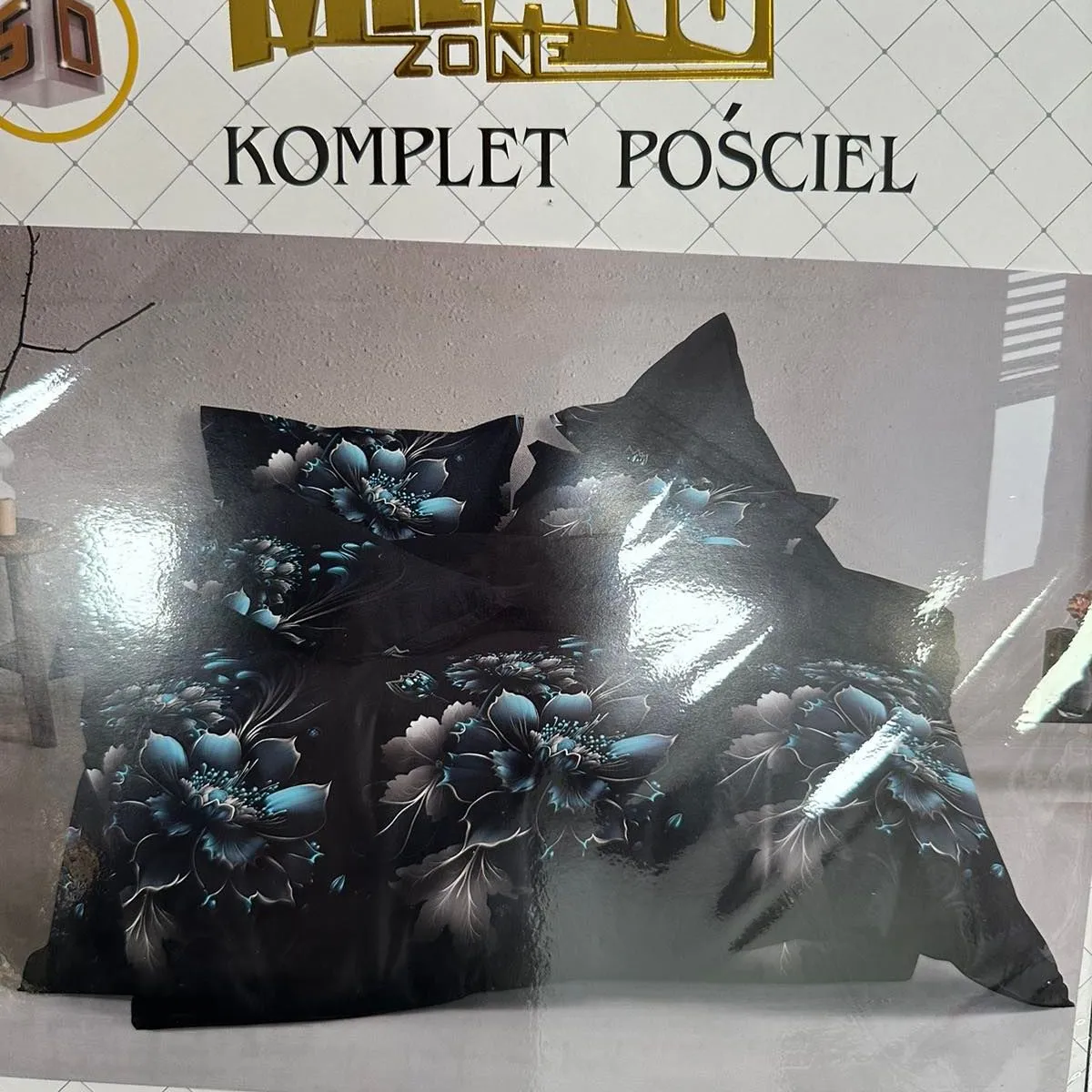 Komplet pościeli Milano 4cz 160/200 czarny-niebieski