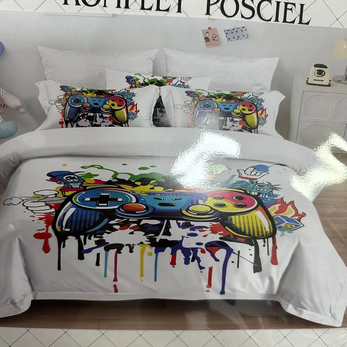 Komplet pościeli Milano 4cz 160/200 z motywem gamingowym