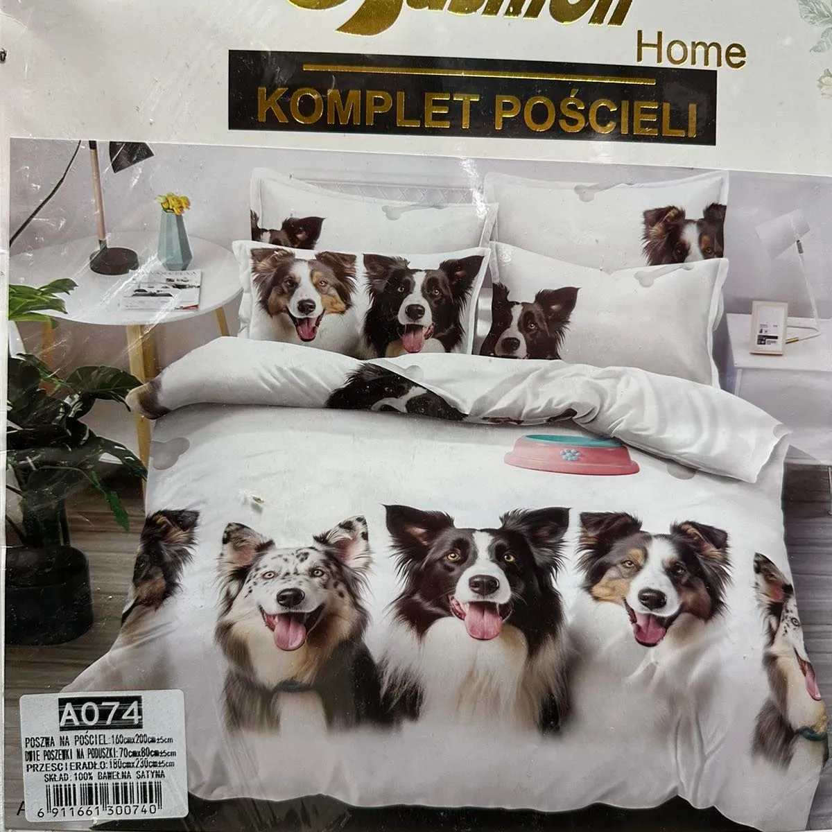 Komplet pościeli Milano 4cz 160/200 pies Border Collie