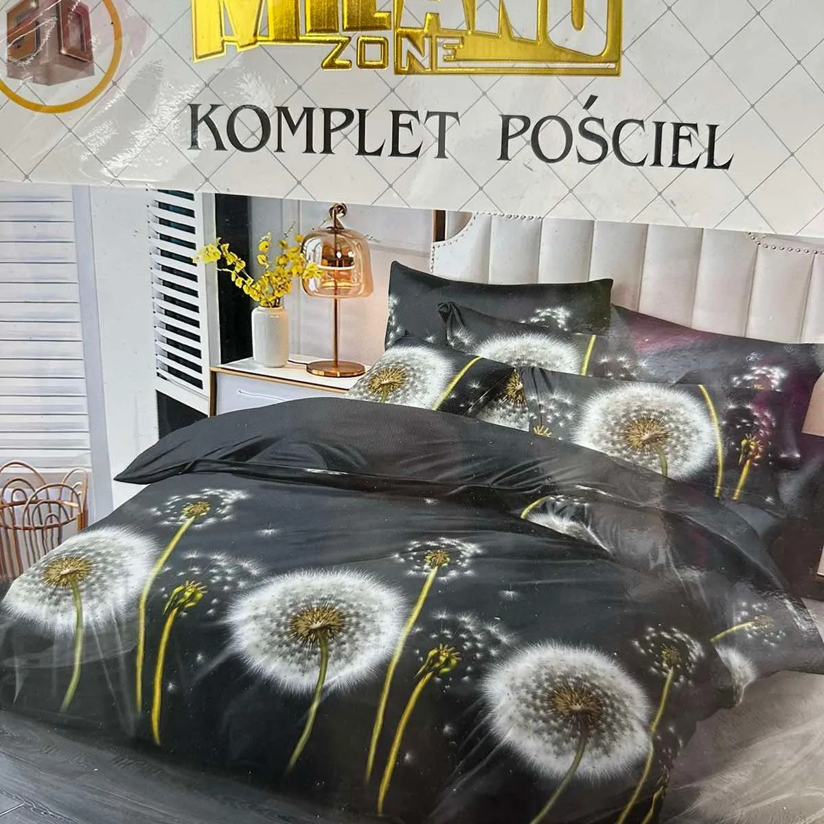 Komplet pościeli Milano 4cz 160/200 dymki czarne