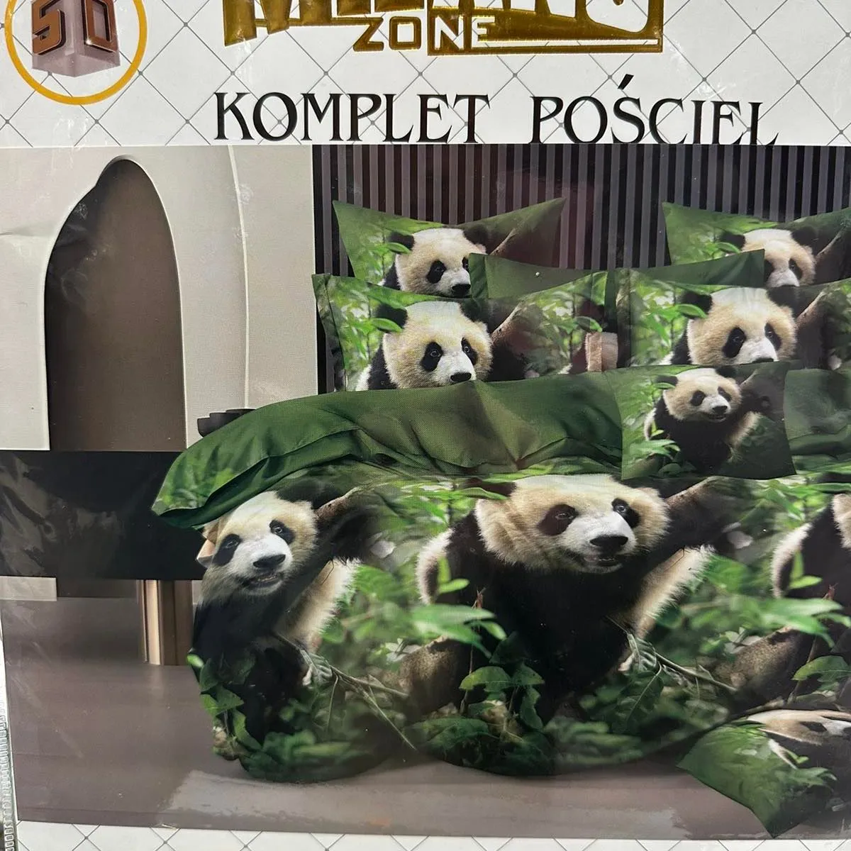Komplet pościeli Milano 4cz 160/200 panda zielona