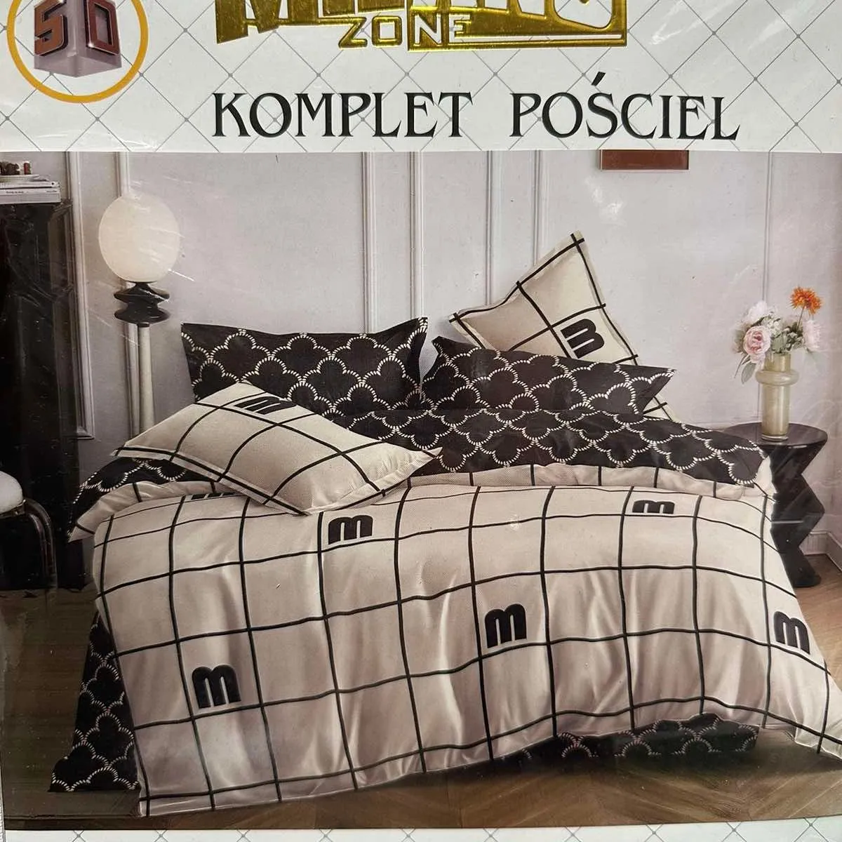Komplet pościeli Milano Zone 4cz 160/200 czarno-biały