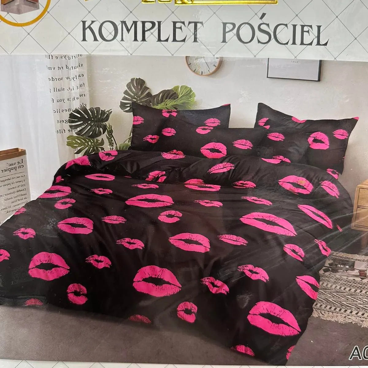 Komplet pościeli Milano 4cz 160/200 usta czarne