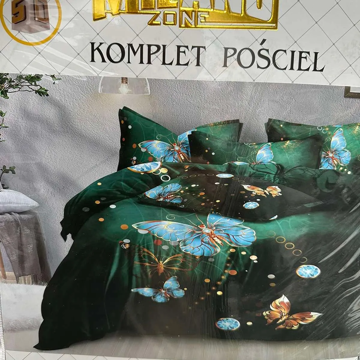 Komplet pościeli Milano 4cz 160/200 zielony motyle