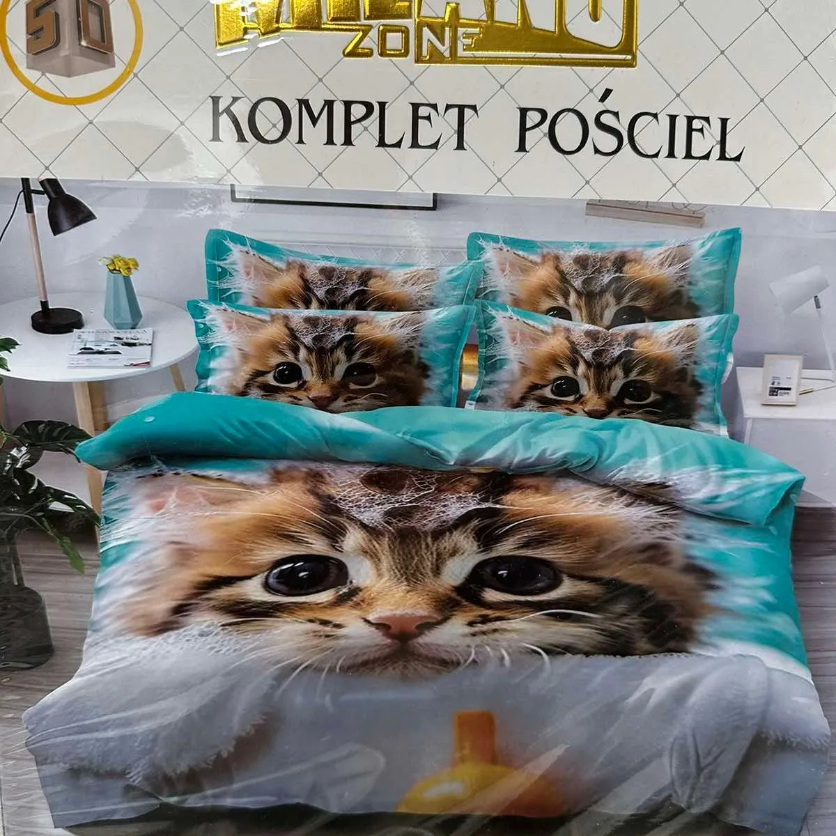 Komplet pościeli Milano 4cz 160/200 z kotem
