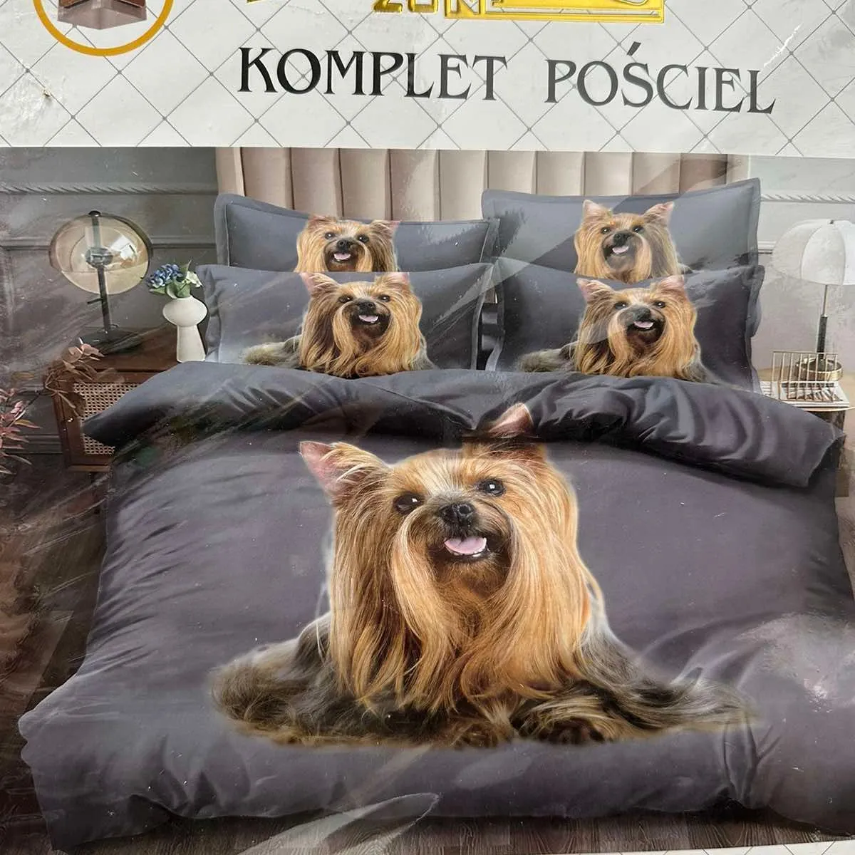 Komplet pościeli Milano z yorkshire terrierem 160/200 4cz