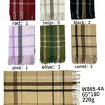Szaliki damskie w kratę W085-4A 65x185 cm 220g
