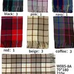 Szaliki damskie w kratę W085-8A 70x180cm 210g