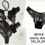 Czarne stringi damskie koronkowe M/L XL XXL 8019