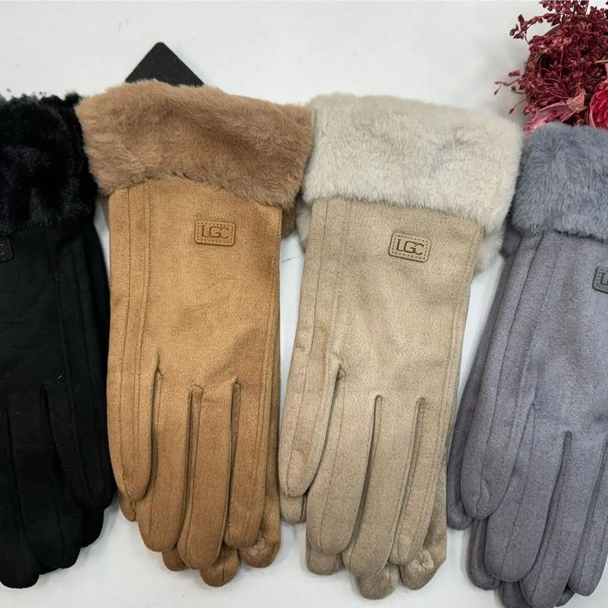 Rękawiczki damskie z futerkiem LG C18, 4 kolory