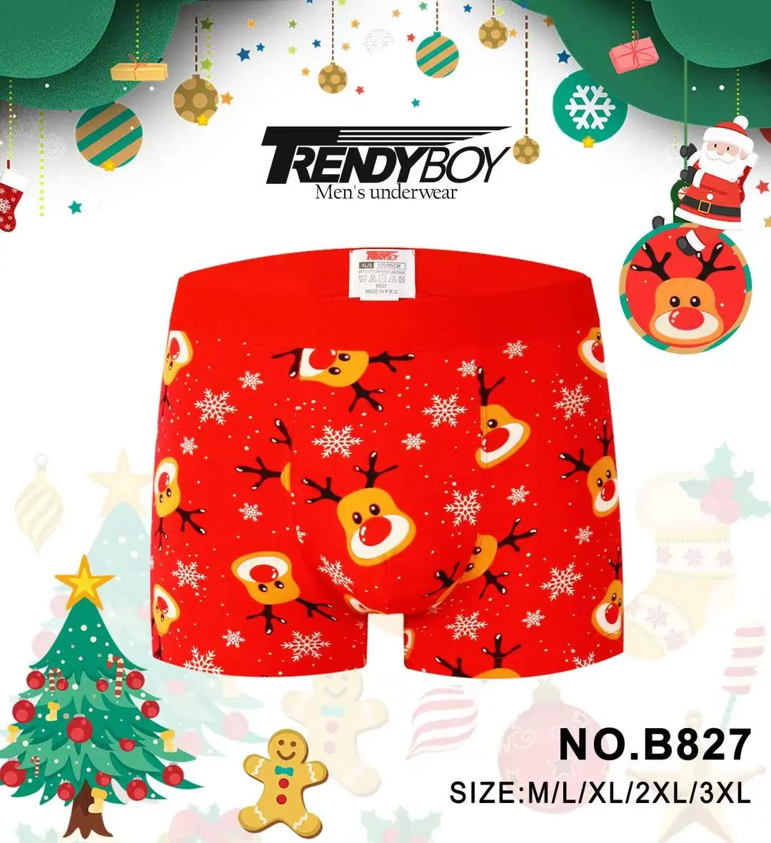 Bokserki męskie TrendyBoy świąteczne XL, NO.B827