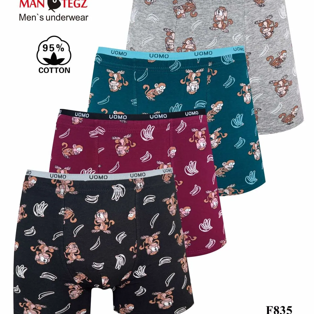 Bokserki męskie UMO z małpką 95% bawełna M-XXL F835