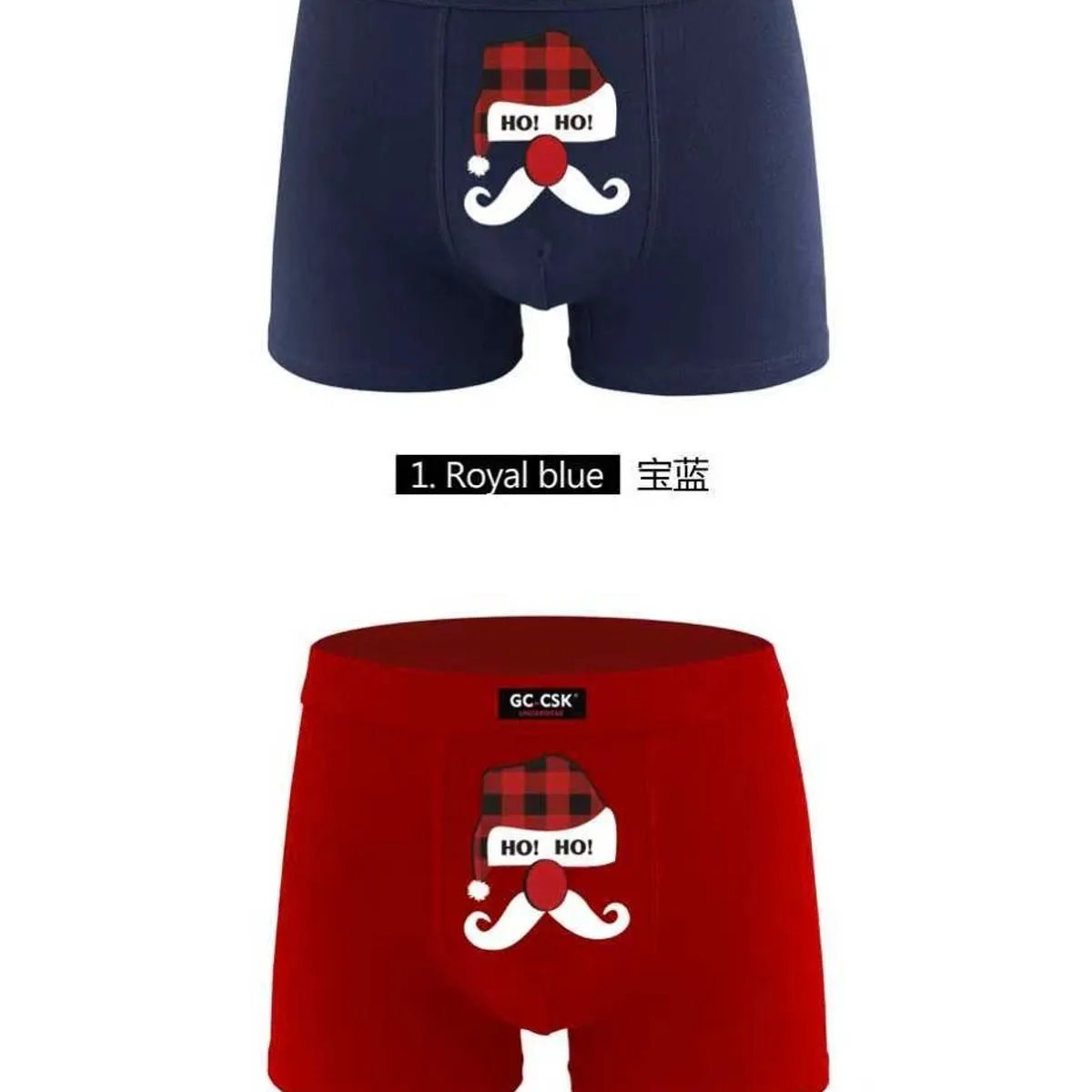 Bokserki męskie GCC z motywem świątecznym Royal Blue/Red