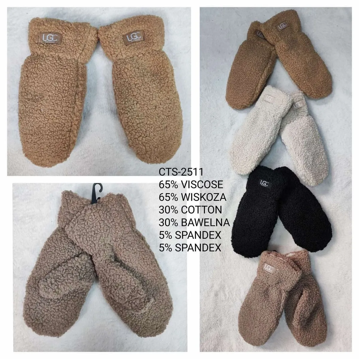 Rękawiczki damskie UGG beżowe brązowe czarne białe CTS-2511