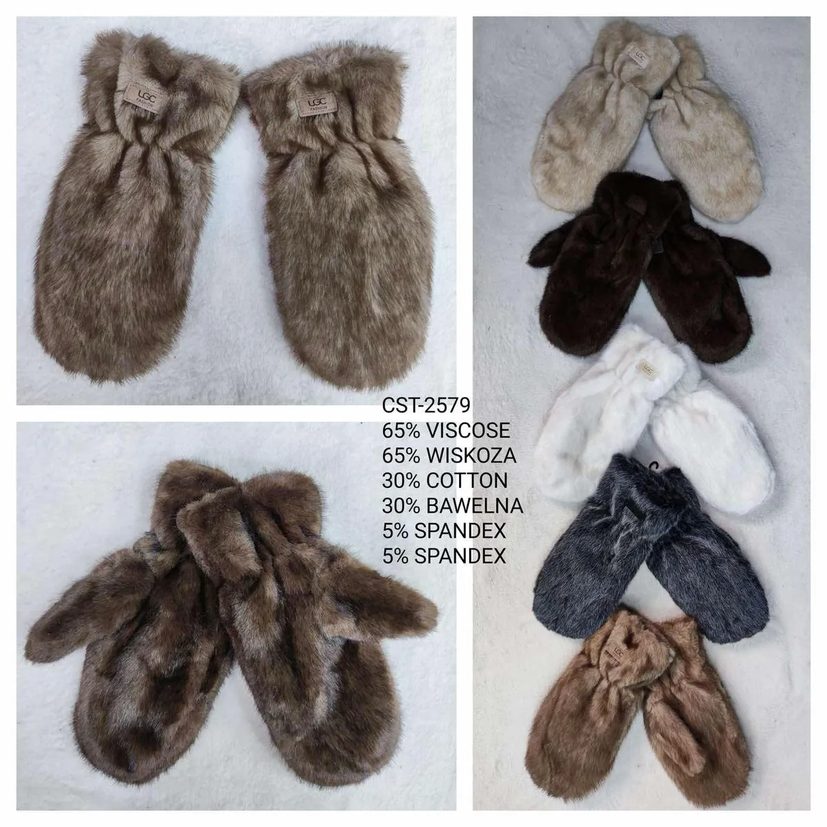 Rękawiczki damskie futrzane 65% wiskoza CST-2579