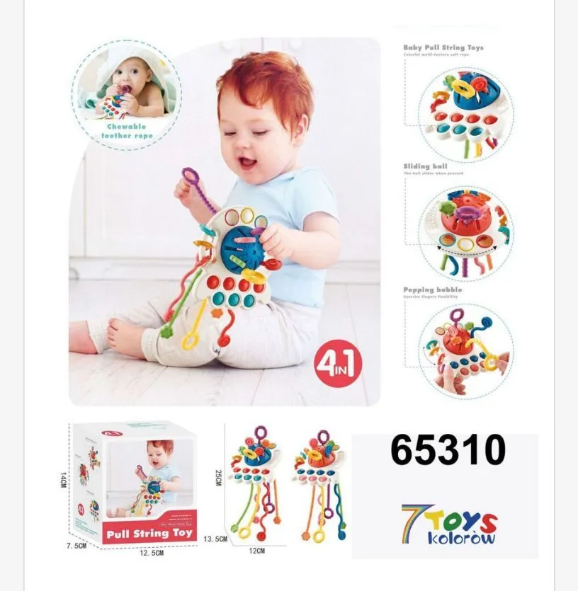 Zabawka grzechotka 4w1 Pull String Toy 65310