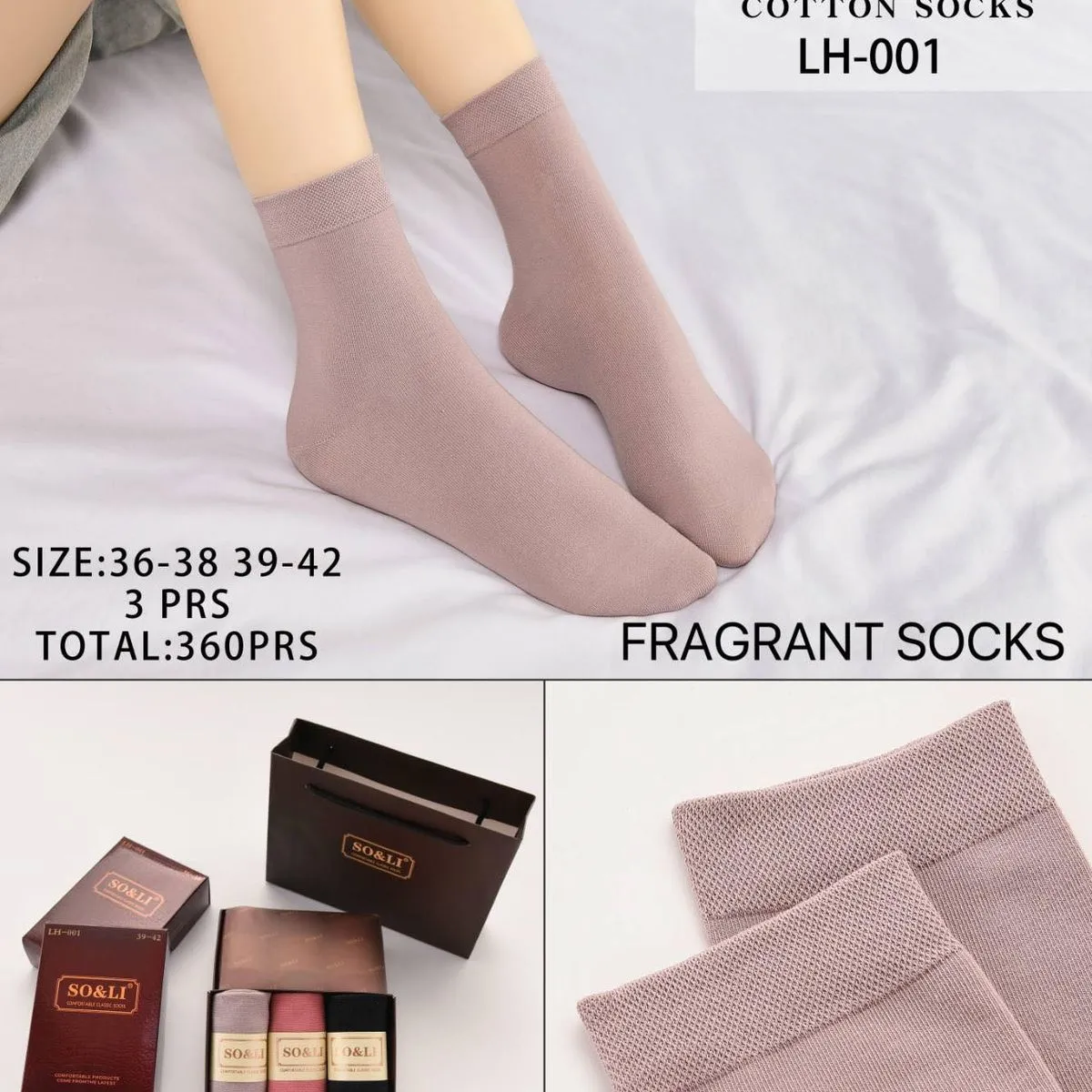 Skarpetki damskie bawełniane SO&LI 3 pary LH-001 Size