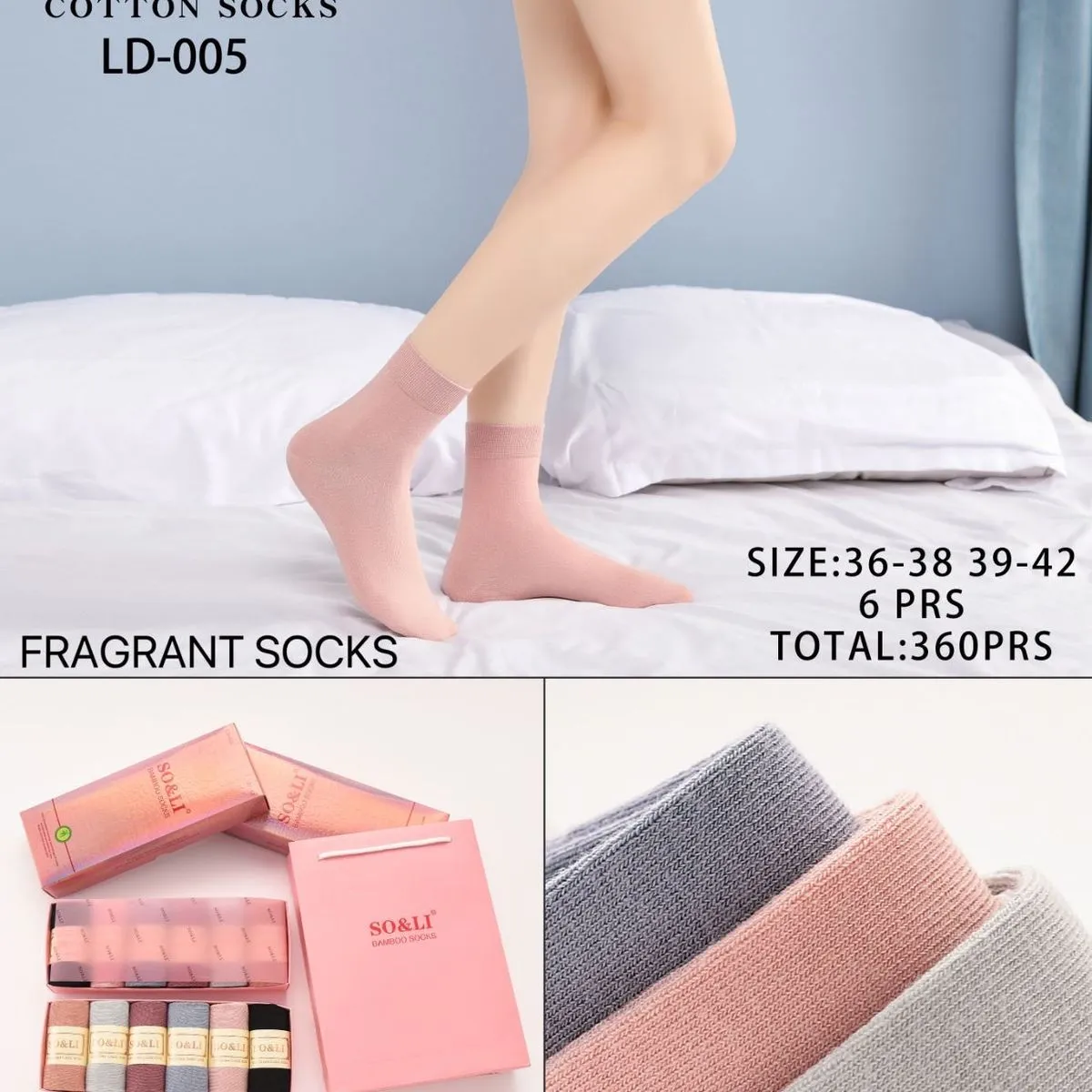 Damskie Skarpety Bawełniane Fragrant w Pudełku 6 szt