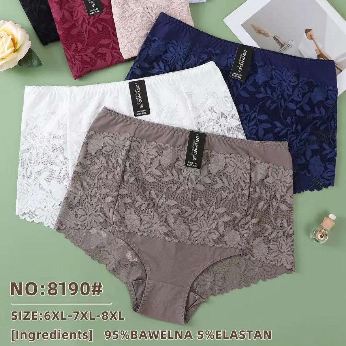 Majtki damskie koronkowe 6XL-8XL NO:8190