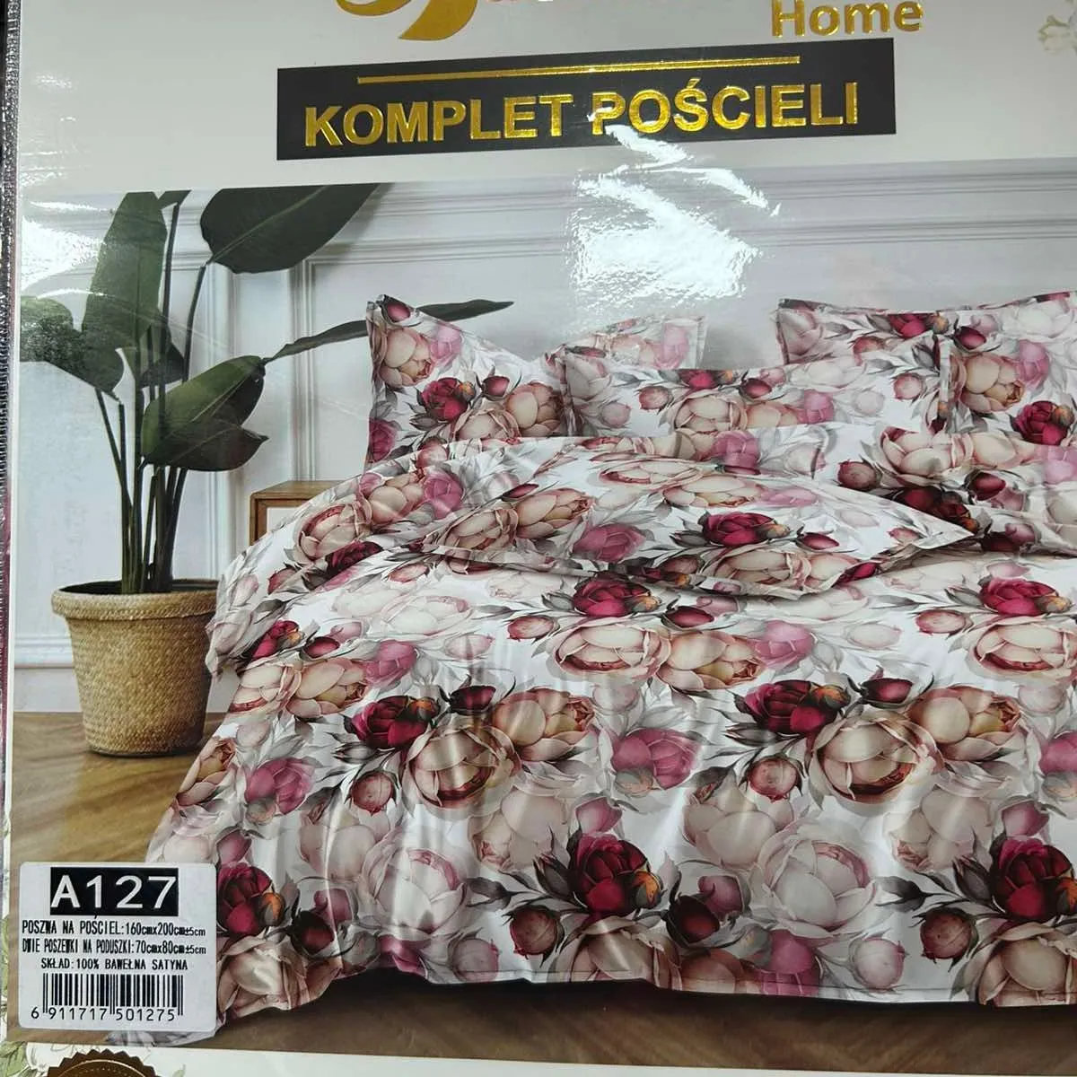 Komplet Pościeli Fashion Home Satyna Bawełna 160x200cm 3cz A127