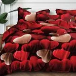 Komplet Pościel Fashion Home Satyna Bawełna 160x200cm 3cz Czerwone Serca
