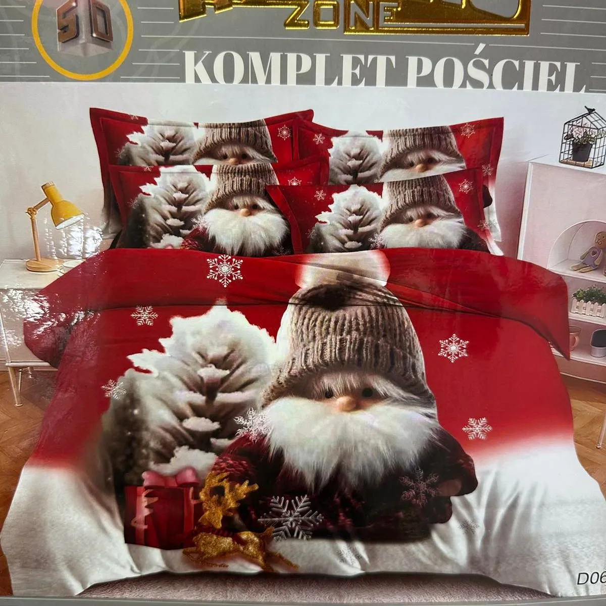 Komplet Pościeli 3cz Milano 160/200 Gnomy Świąteczne