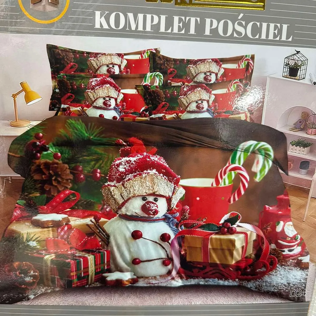 Komplet Pościeli 3el. Milano 160/200 Bałwan Świąteczny