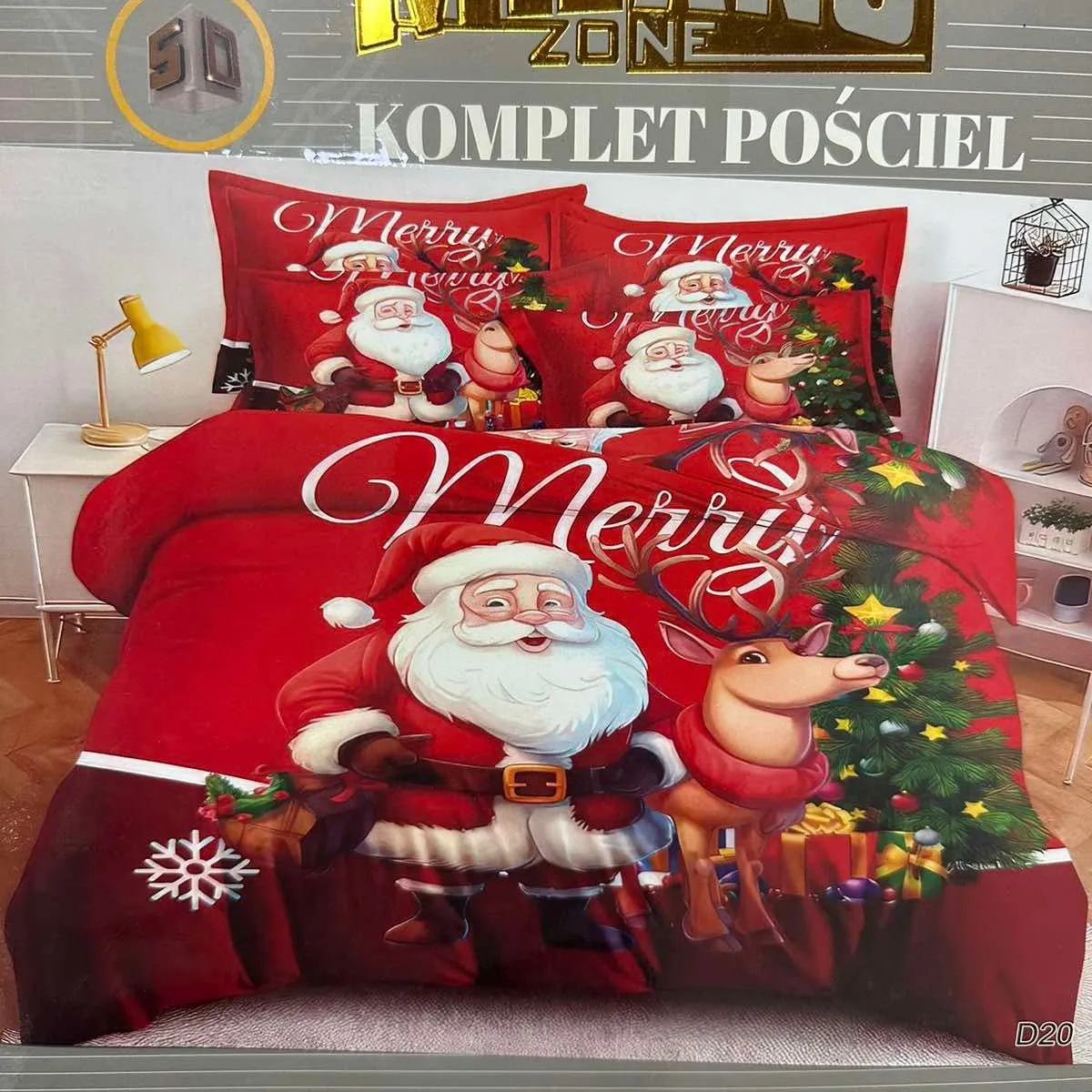Komplet Pościeli 3cz Milano 160/200 Święta Merry Christmas