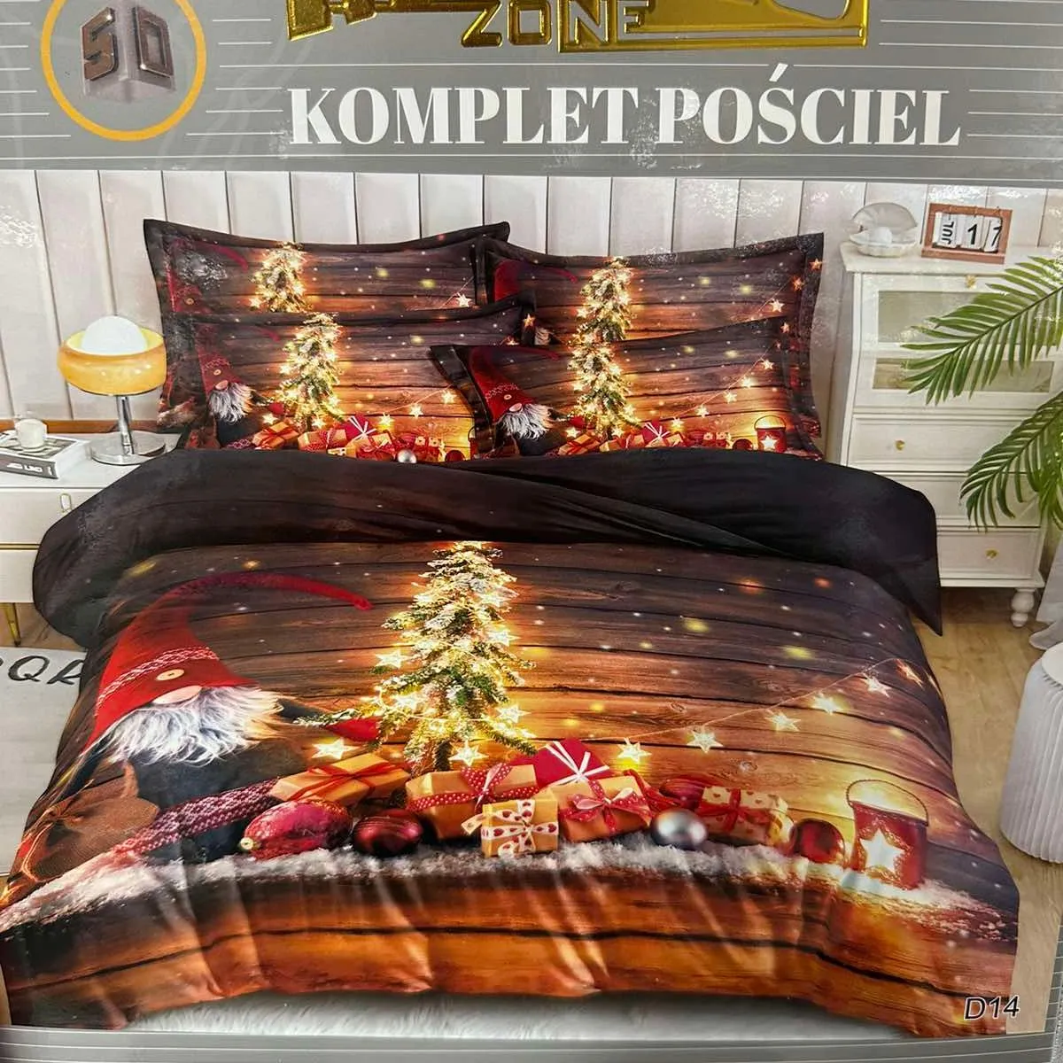 Komplet Pościeli 3cz Milano 160/200 GNOMY ŚWIĄTECZNE