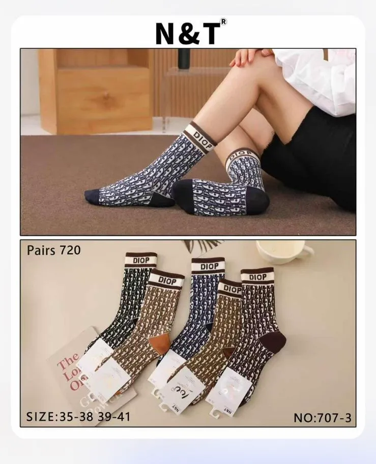 Skarpetki damskie N&T wzór Dior NO:707-3 rozmiar 35-38-41