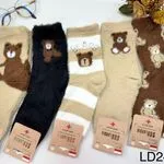 Skarpetki damskie futrzane z misiem LD2407