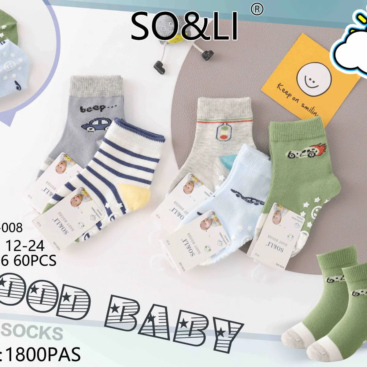 Skarpetki dla Dzieci SO&LI GOOD BABY różne wzory N:0-ROB-08