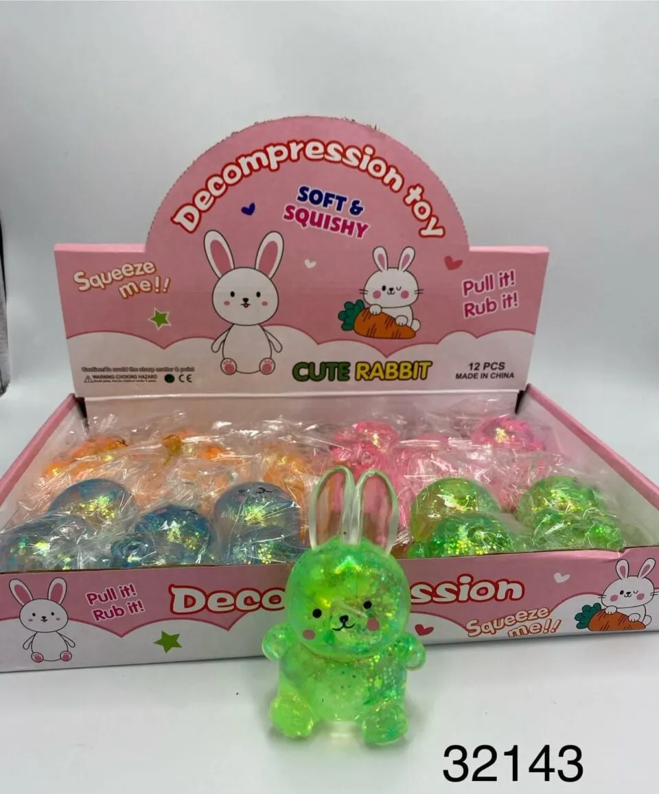 Zabawka Squishy Rabbit gniotek antystresowy z brokatem 12szt