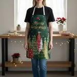 Fartuch Świąteczny z Drzewkami i napisem Merry Christmas