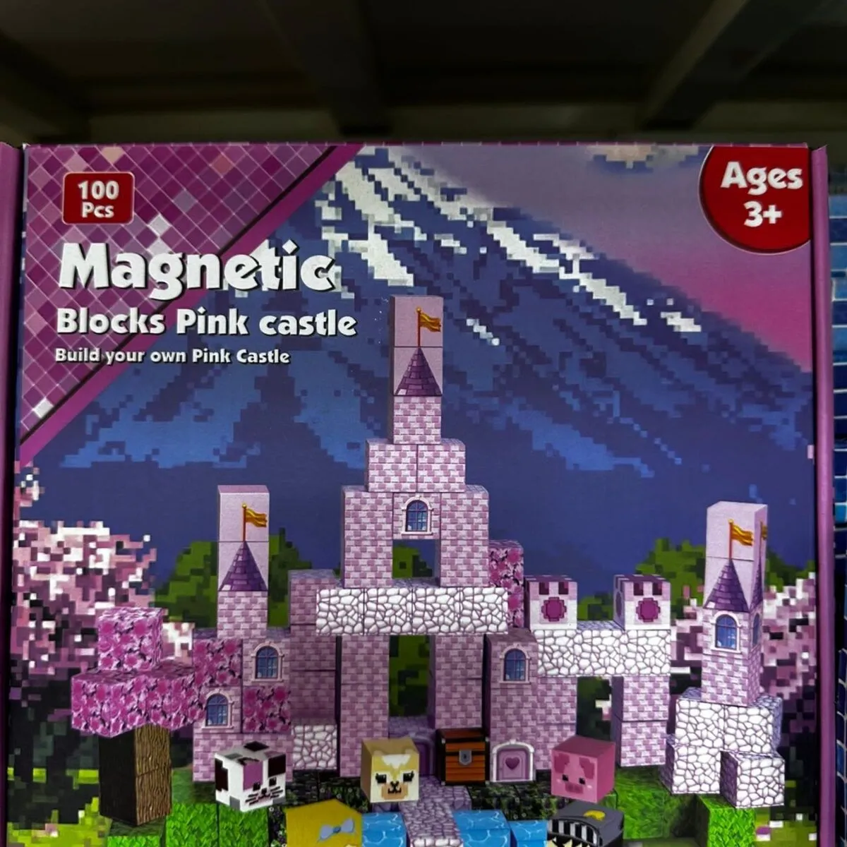 Zabawki Magnetic Blocks Pink Castle 100 el.