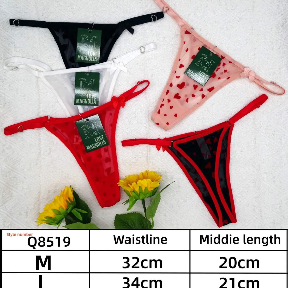 Stringi damskie Magnol Love M/L czarne białe czerwone różowe