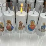 Świece LED na baterie 2xR6 z motywami religijnymi