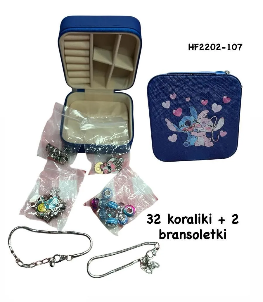Zestaw Biżuterii Stitch z 32 koralikami + 2 bransoletki