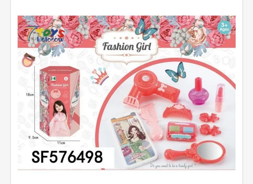 Zestaw zabawek Fashion Girl do makijażu i fryzury 18x9 cm