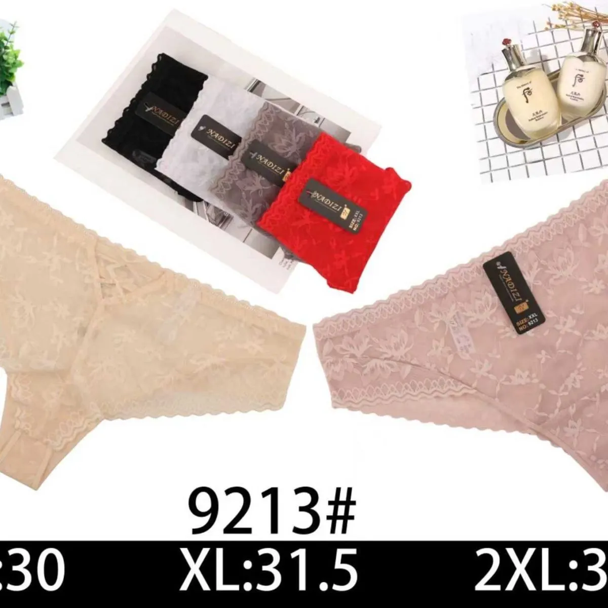 Majtki damskie XL-2XL beżowe/czarne/czerwone 9213#