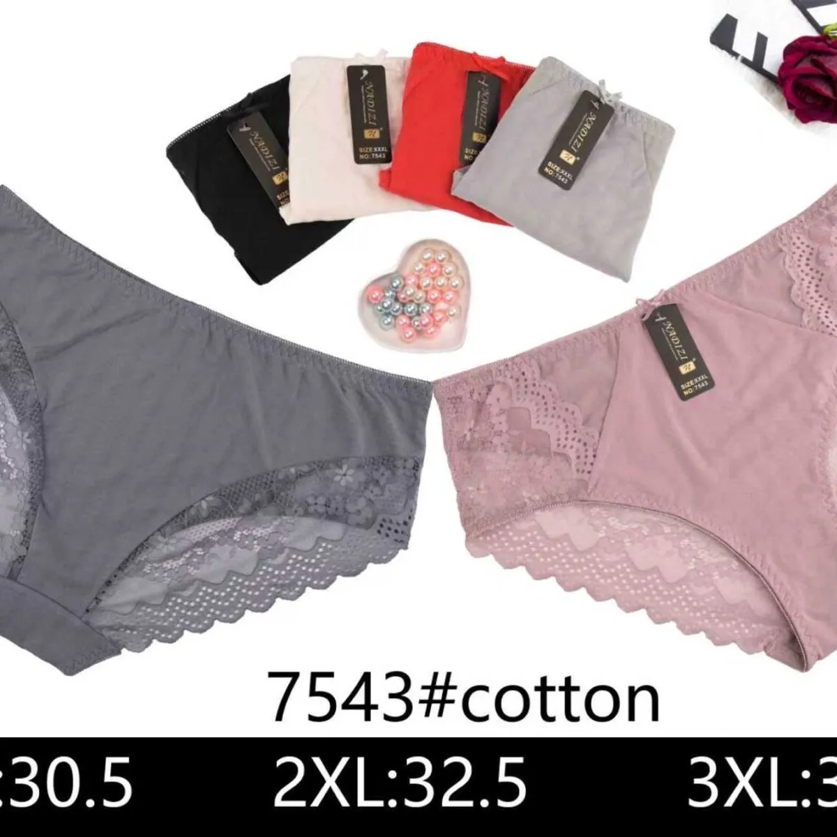 Majtki damskie bawełniane 7543 XL:30.5 2XL:32.5 3XL:34.5