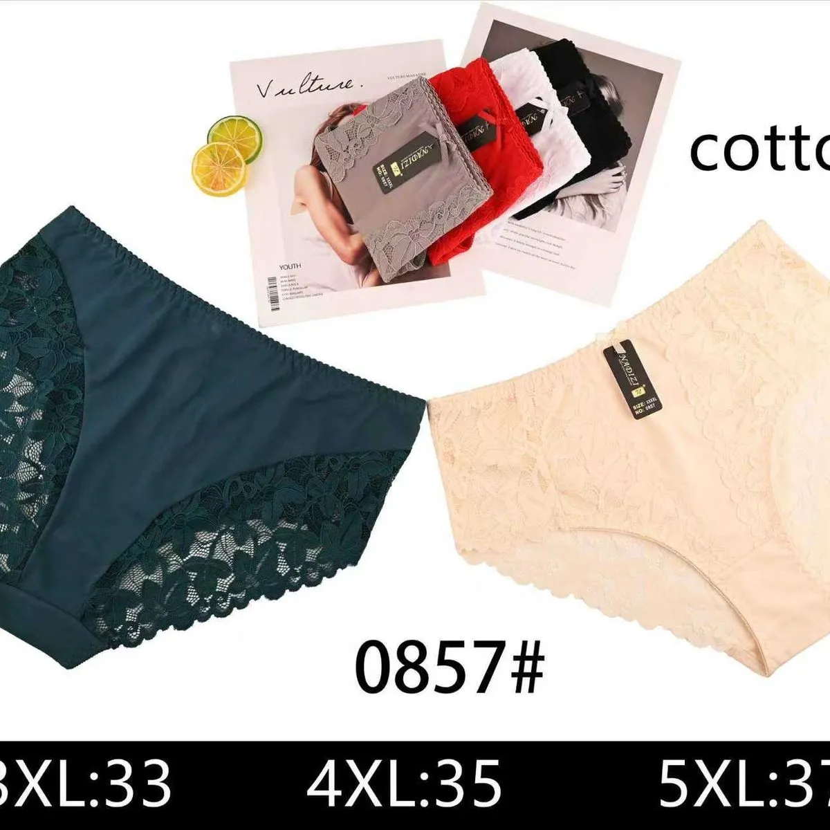 Majtki damskie bawełniane koronkowe 3XL-5XL 0857
