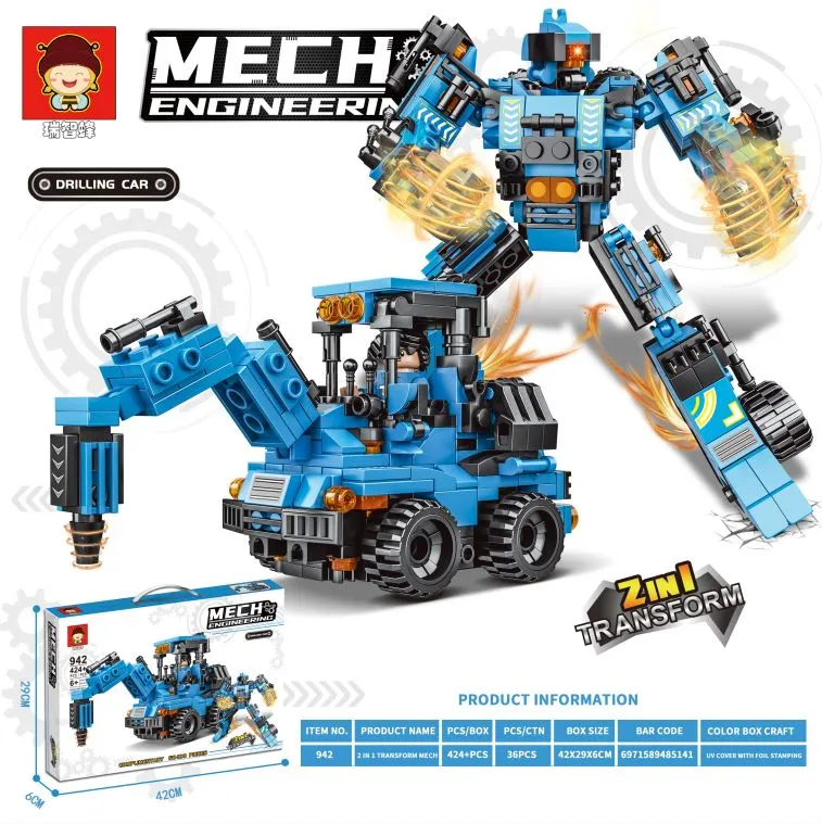 Klocki Mech Engineering 2in1 424+PCS Robot i Wiertło